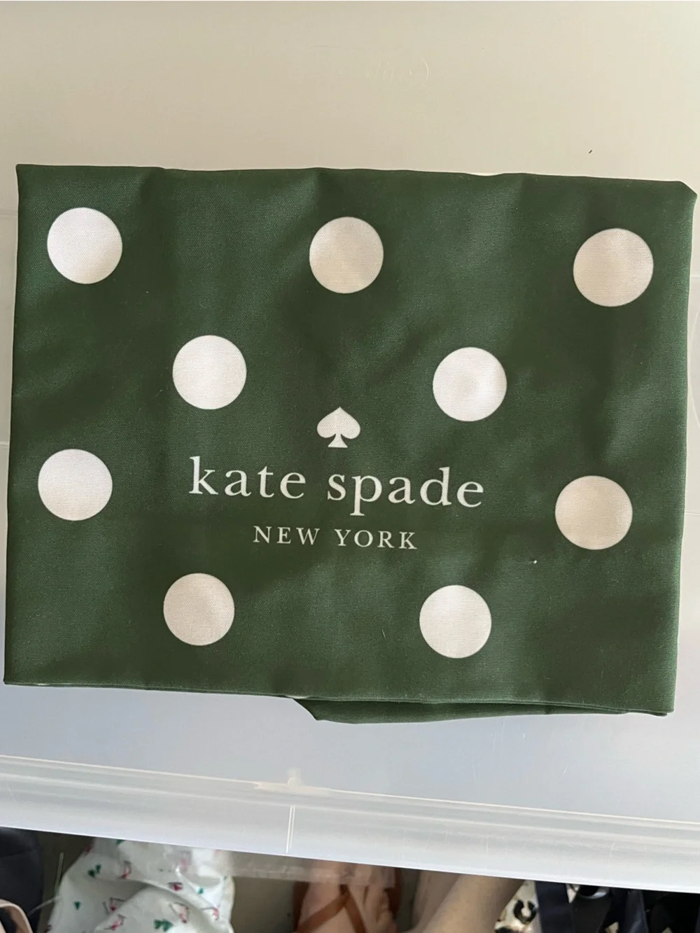 Kate Spade Dark Green and White Polka Dot Tote